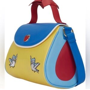 New with tags and bag. Loungefly Disney Snow White Cosplay Bow Handbag